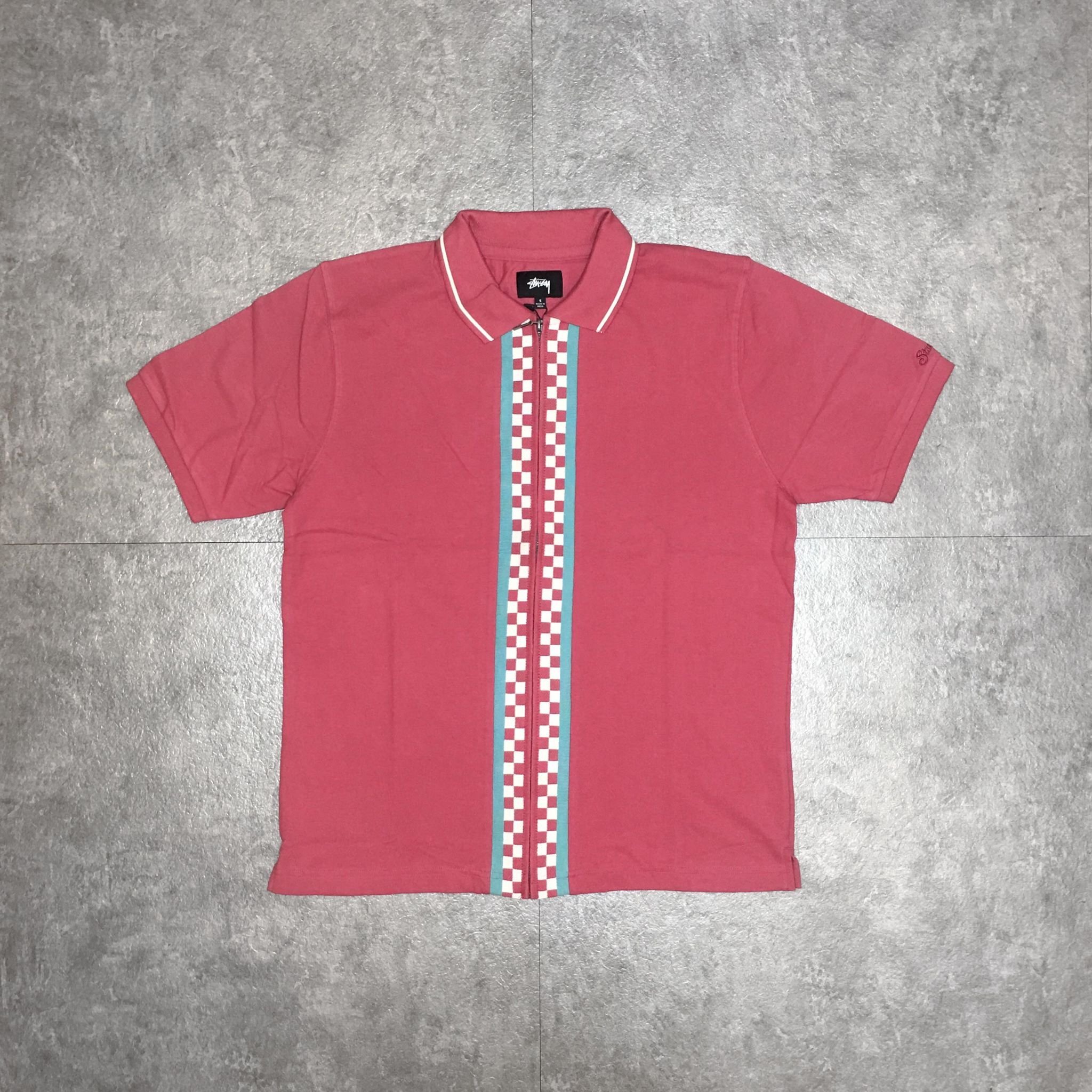 Faithful】STUSSY JULIAN FULL ZIP POLO 【1140076】拉鍊POLO衫紅/黑