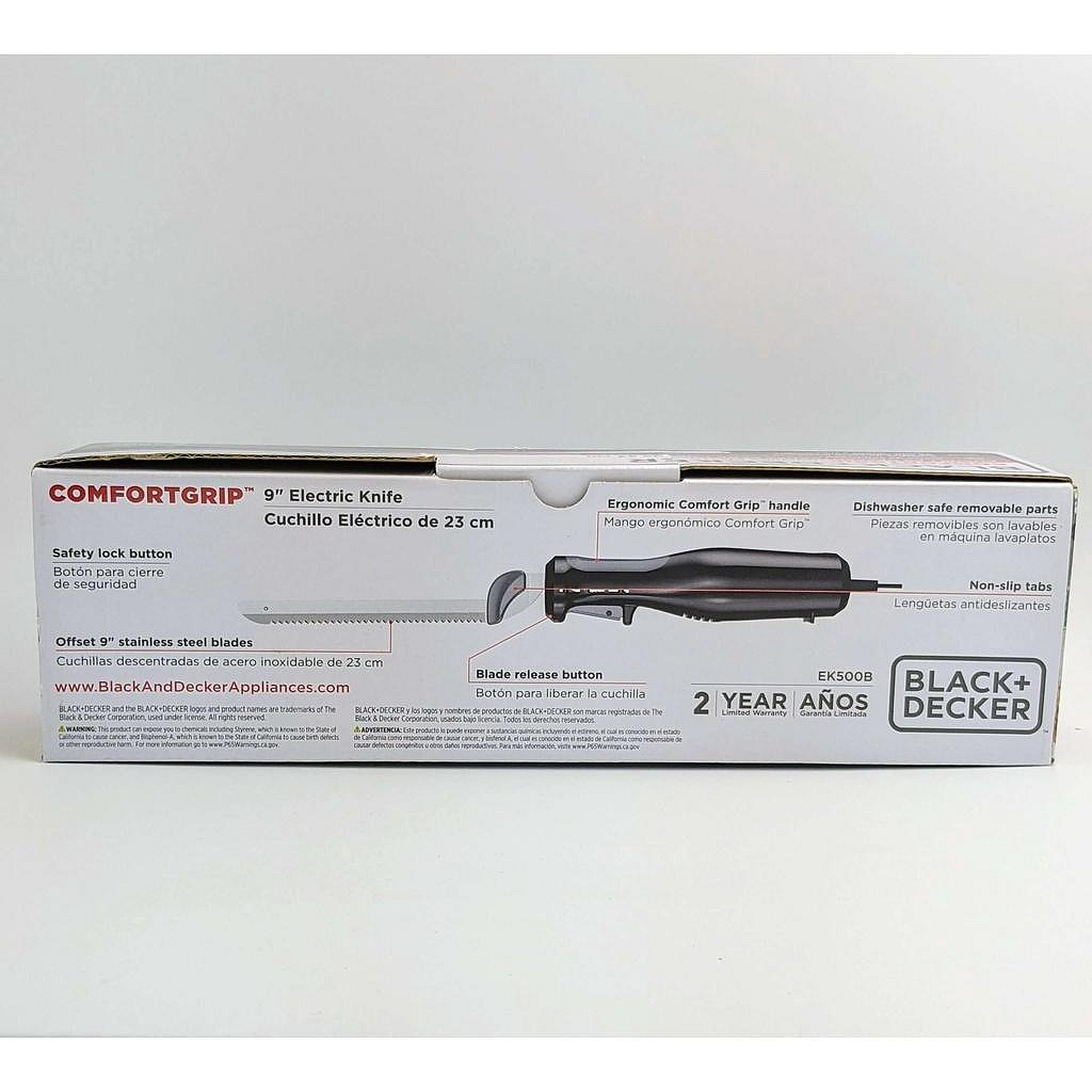 Black & Decker 9 Electric Carving Knife Comfort Grip Black Handle EK500B