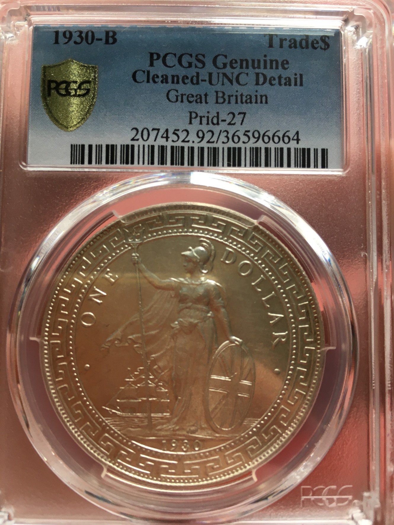 PCGS イギリス貿易銀 Dollar 1929年 UNC(未使用)