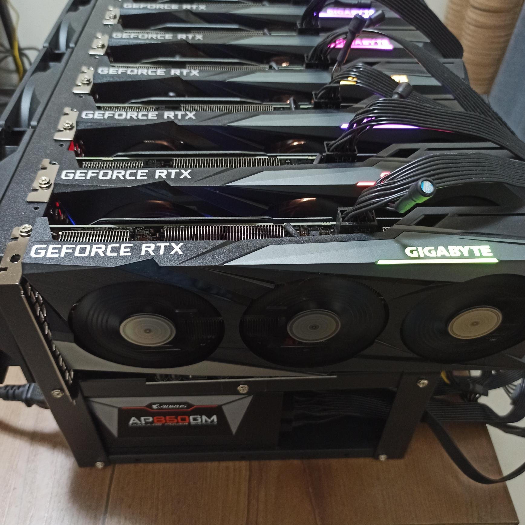 Nvidia技嘉RTX3060 3風扇12G顯示卡礦機-可擴充12卡附2顆AORUS電源850W