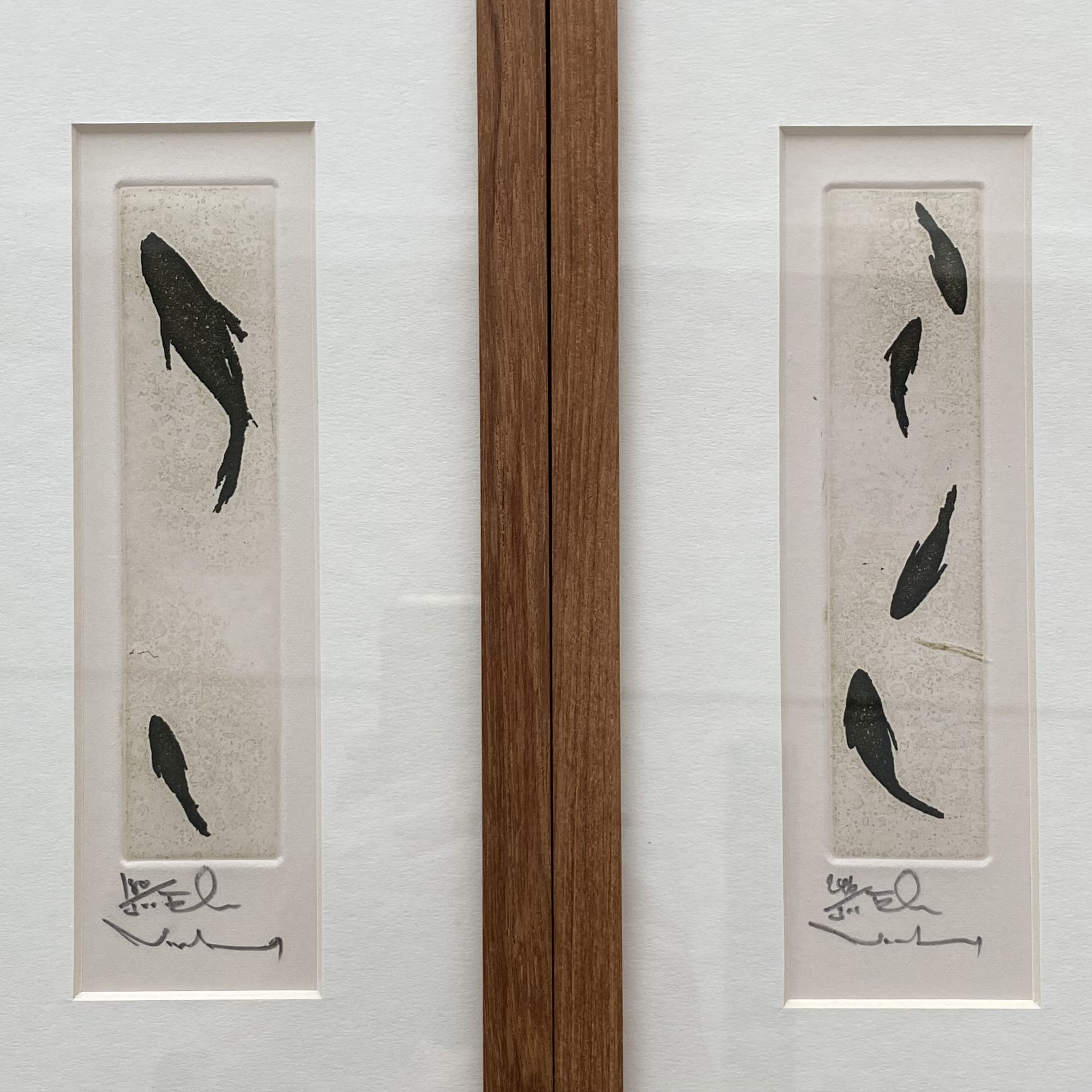 簽名限量版畫原作】Vorakorn Metmanorom：錦鯉雙聯畫。含裱框W14 x H45 