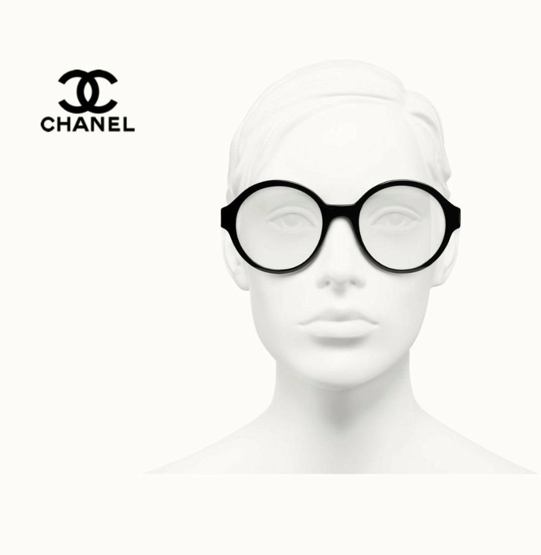 CHANEL香奈兒▻ ( 黑色框×立體金屬銀鎳色大Chanel LOGO ) 大圓框框型