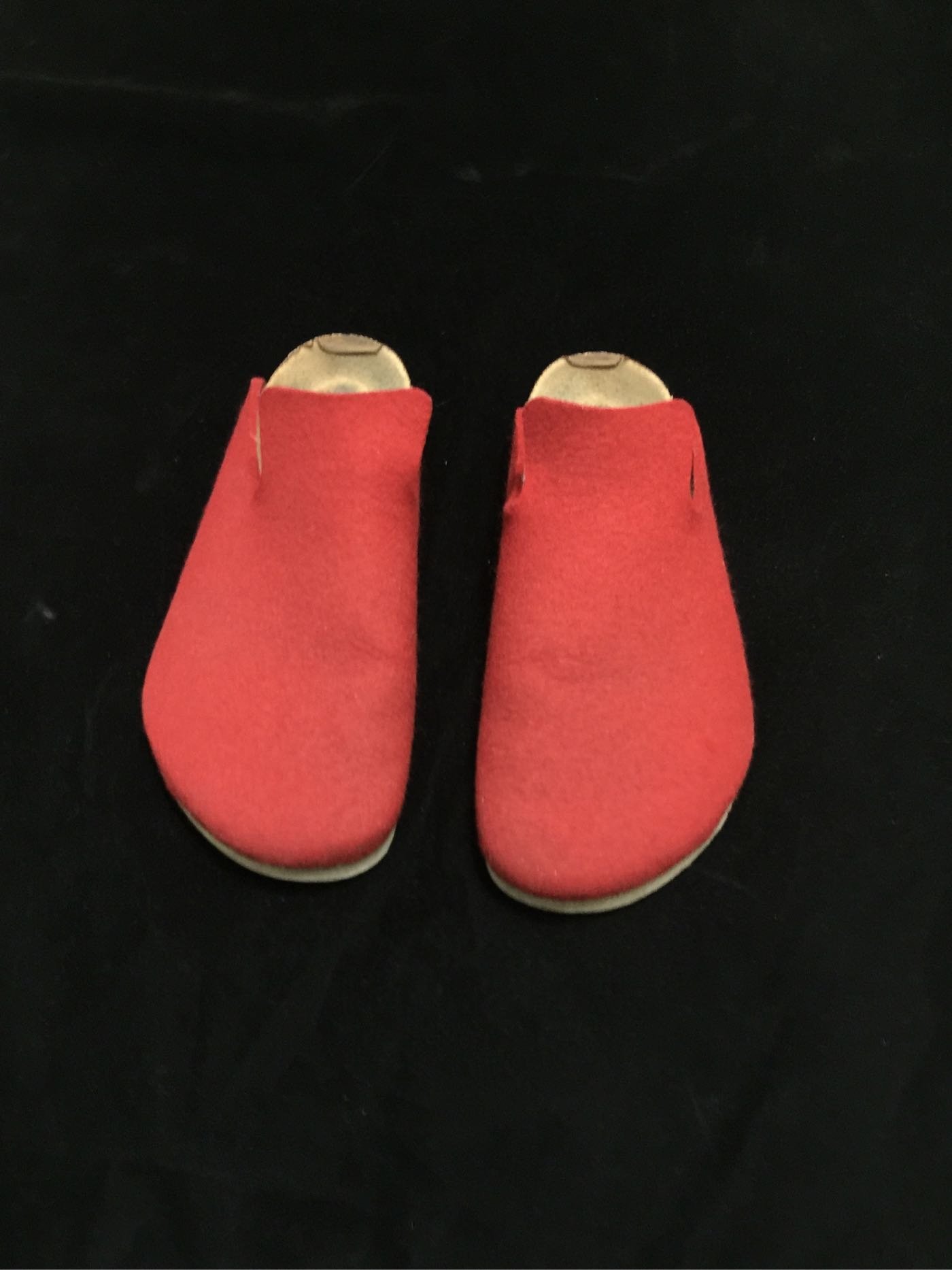 二手正品 德國 勃肯Birkenstock 羊毛氈 真皮勃肯半包 拖鞋 冠希 US10 紅色