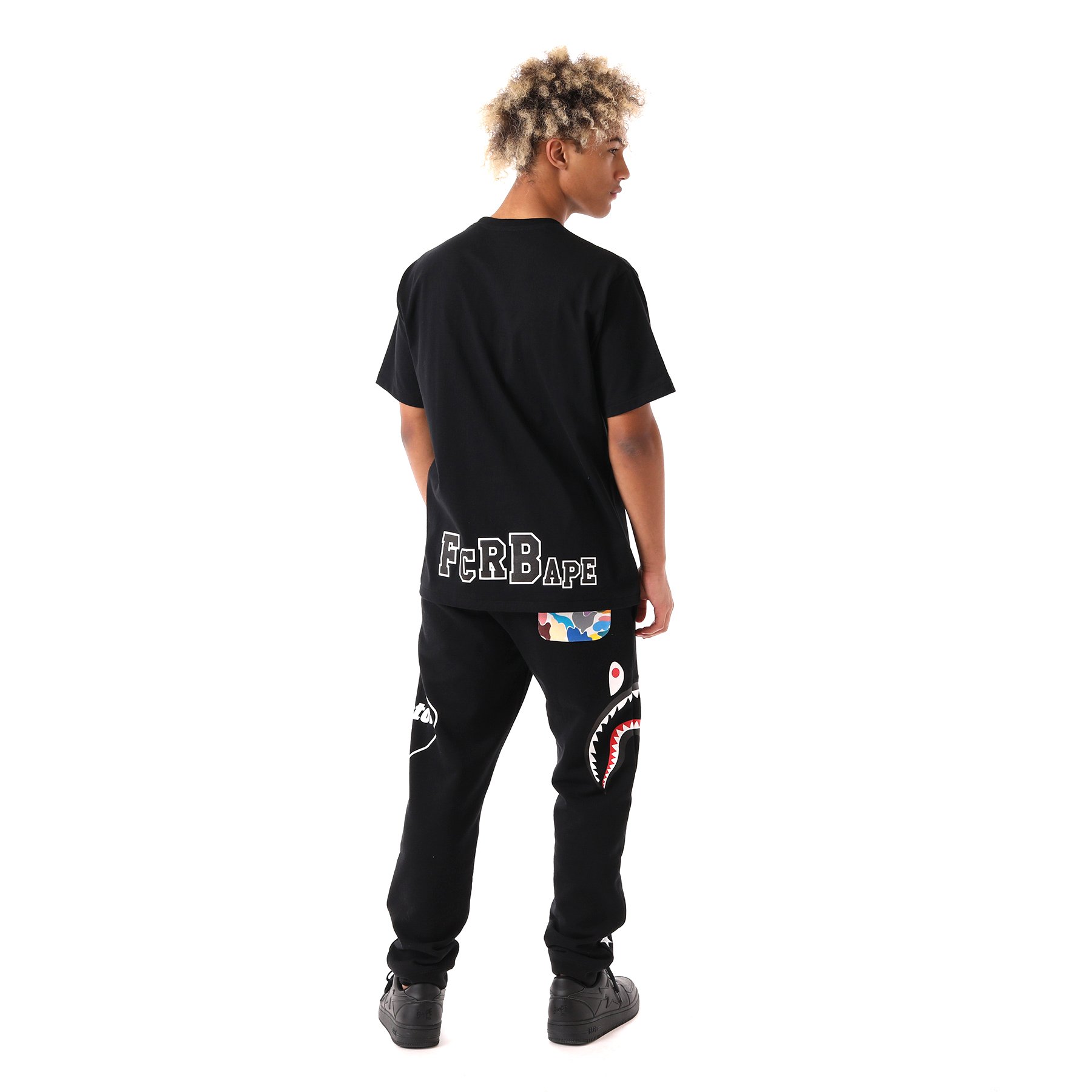 日貨代購CITY】2019SS BAPE x FCRB SHARK SWEAT PANTS 長褲棉褲黑色