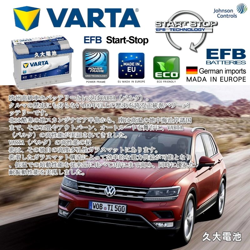 ✚久大電池❚ 德國進口VARTA N70 EFB70 EFB69 LN3 福斯奧迪AUDI SKODA DIY價