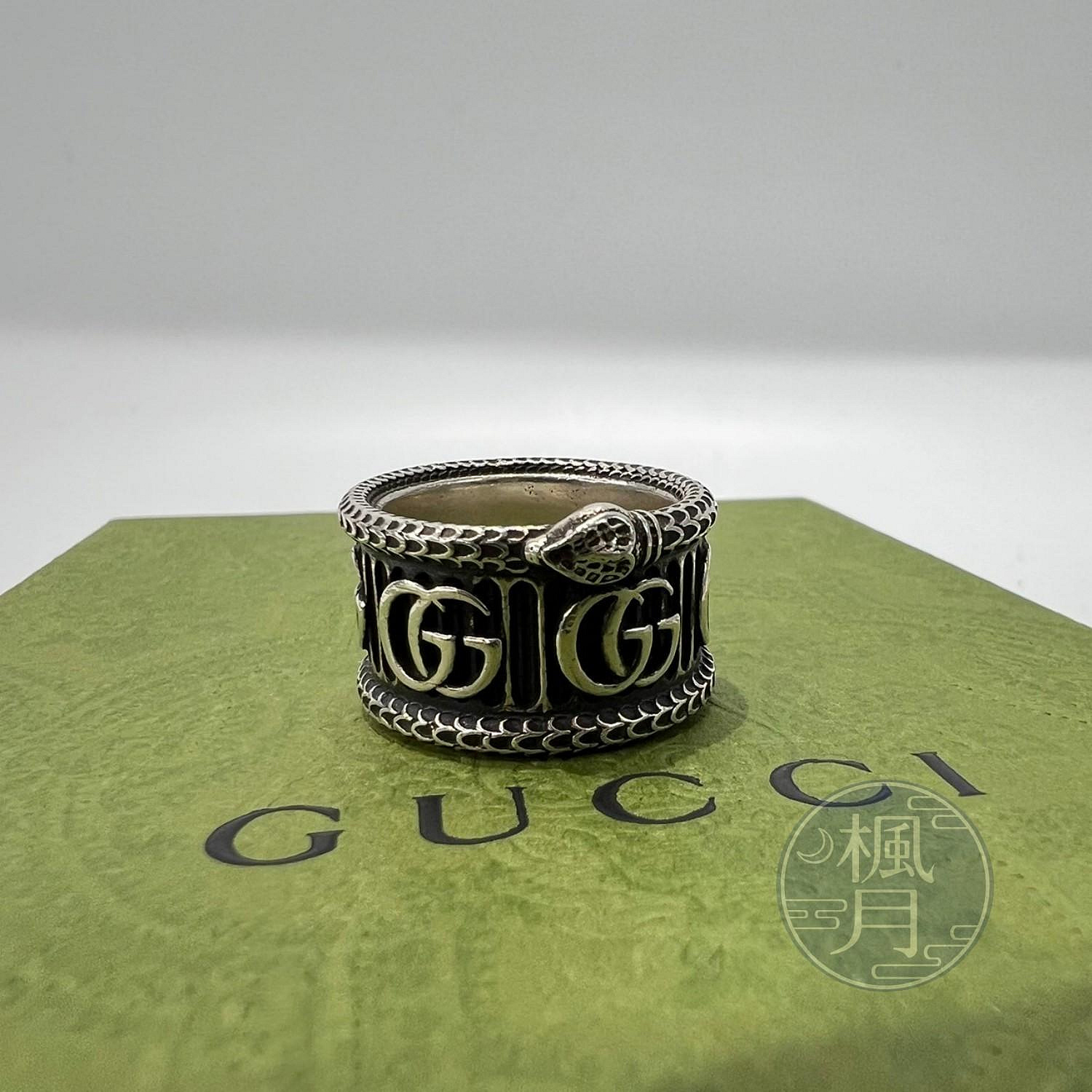 BRAND楓月 GUCCI 古馳 滿版蛇頭銀戒指 #17 銀飾 925 飾品 手飾 精品配件 品牌配飾