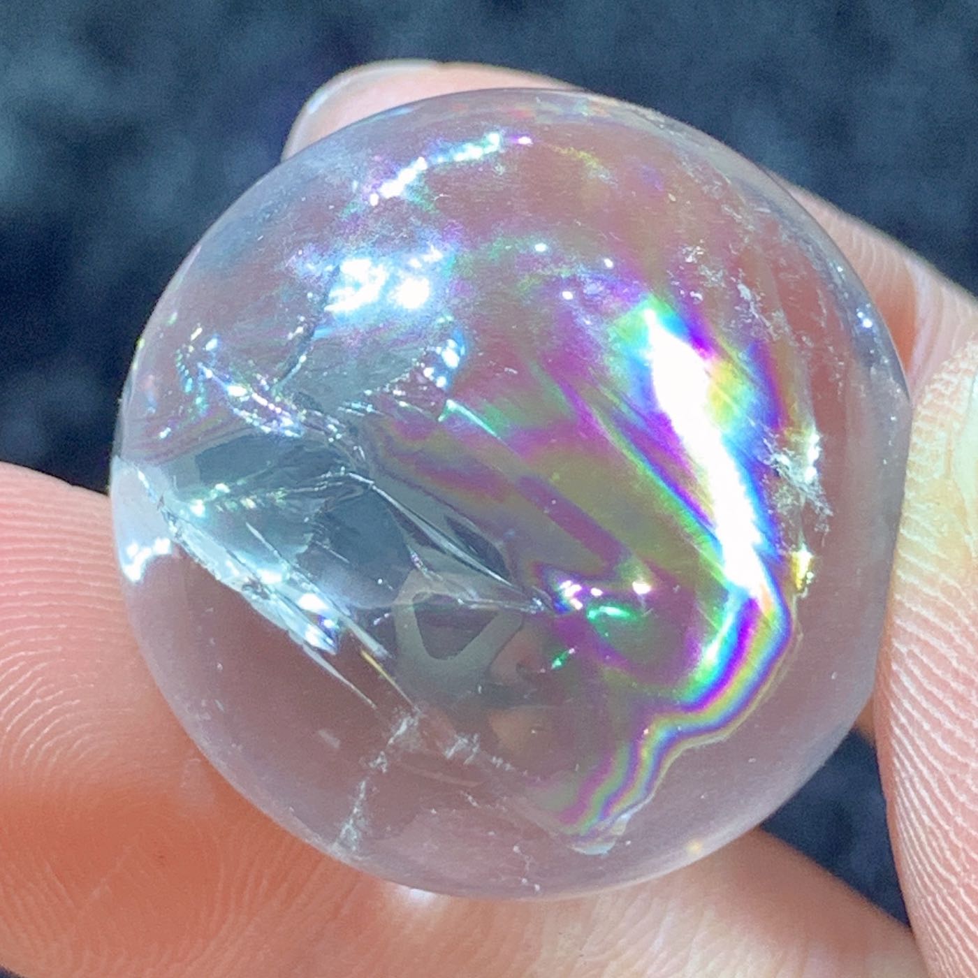 天然水晶 1號25m純淨體梵天透體爆彩七彩虹光白水晶球 阿賽斯特萊藍綠黃黑白銀鈦手珠排超七紫晶洞鎮綠幽靈柱晶球極光