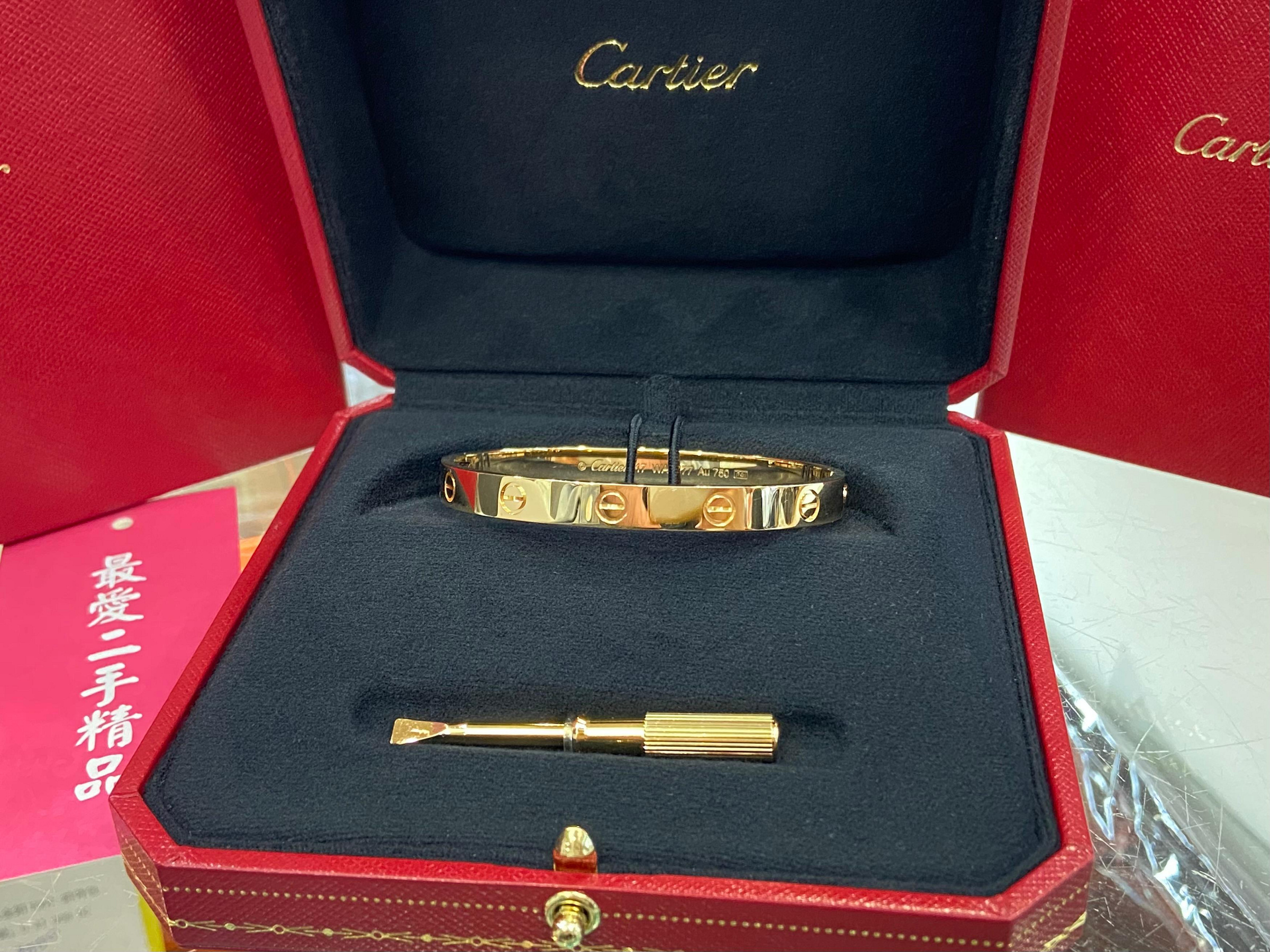 ☆最愛二手精品☆ CARTIER LOVE BANGLE 18K 750 卡地亞黃K金新版螺絲手環 17號 CRB6067517 XG5920