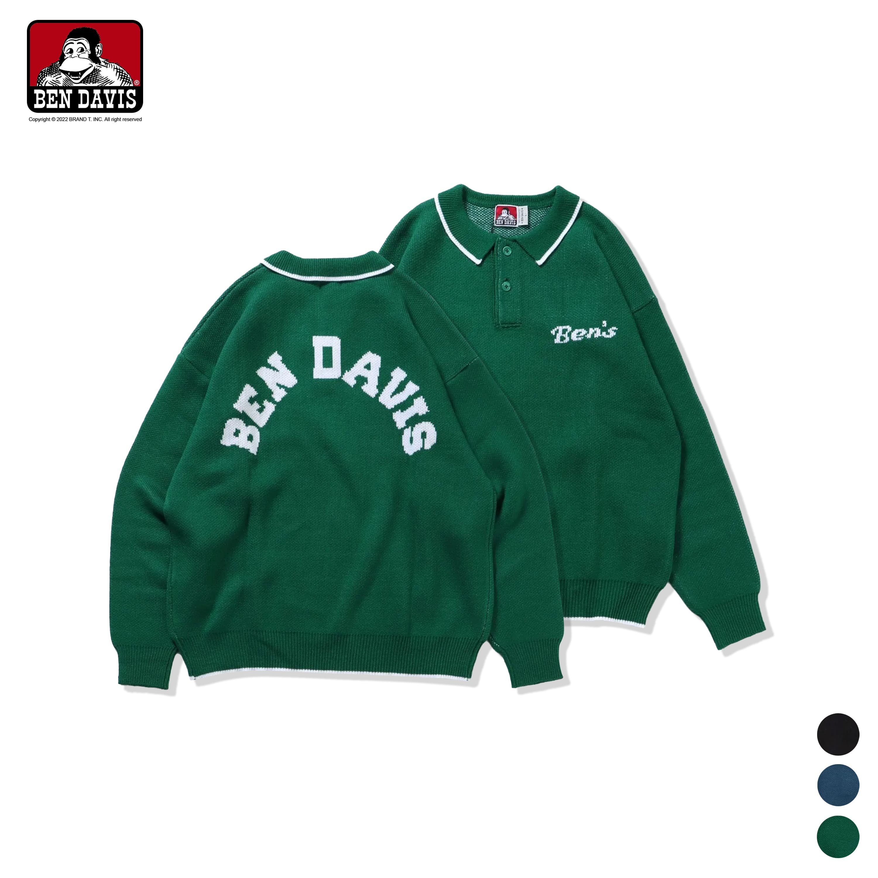 【Brand T】BEN DAVIS LETTERED KNIT POLO 寬鬆 字母 POLO 針織衫 毛衣 3色