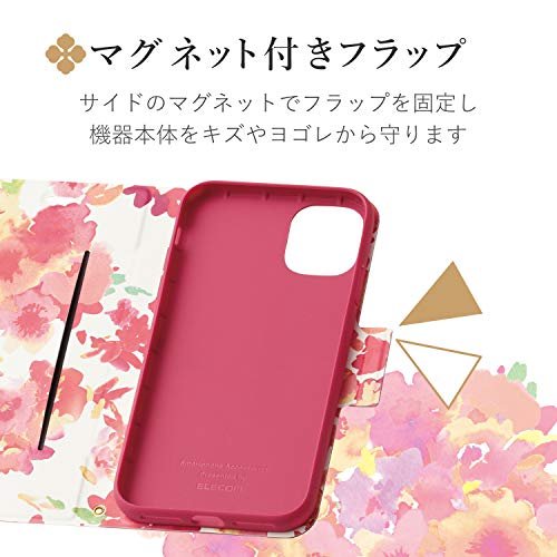 日本elecom iPhone 11 pro 超輕量抗衝擊花卉掀蓋式手機殼藍/紅手機套皮