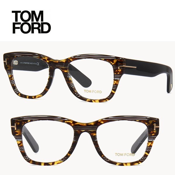 TOM FORD▻TF5379 (條紋×棕黃琥珀紋×黑色) 貓眼方框型眼鏡光學鏡框中性