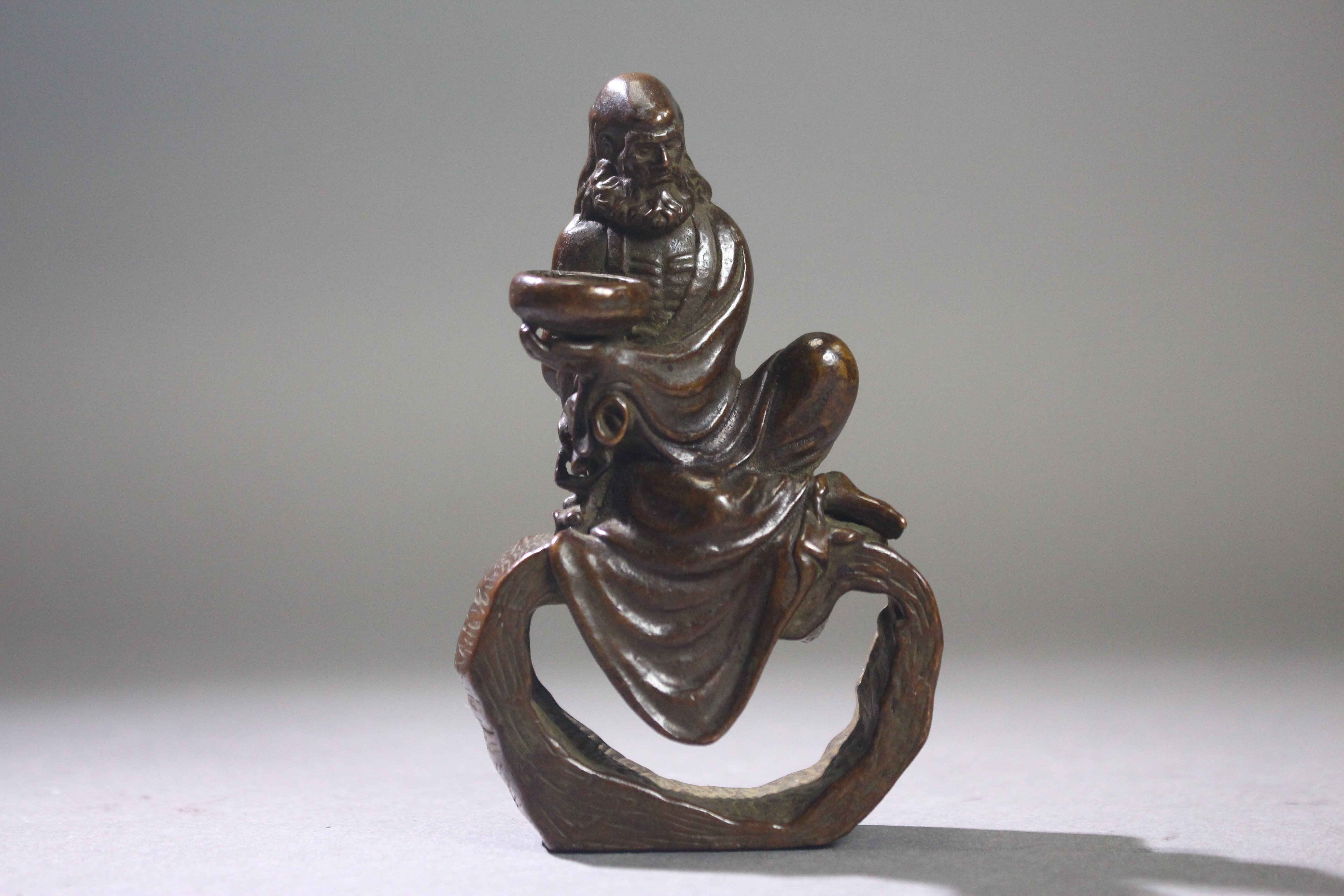 悅年堂 --- 銅 雕 達摩祖師 香插