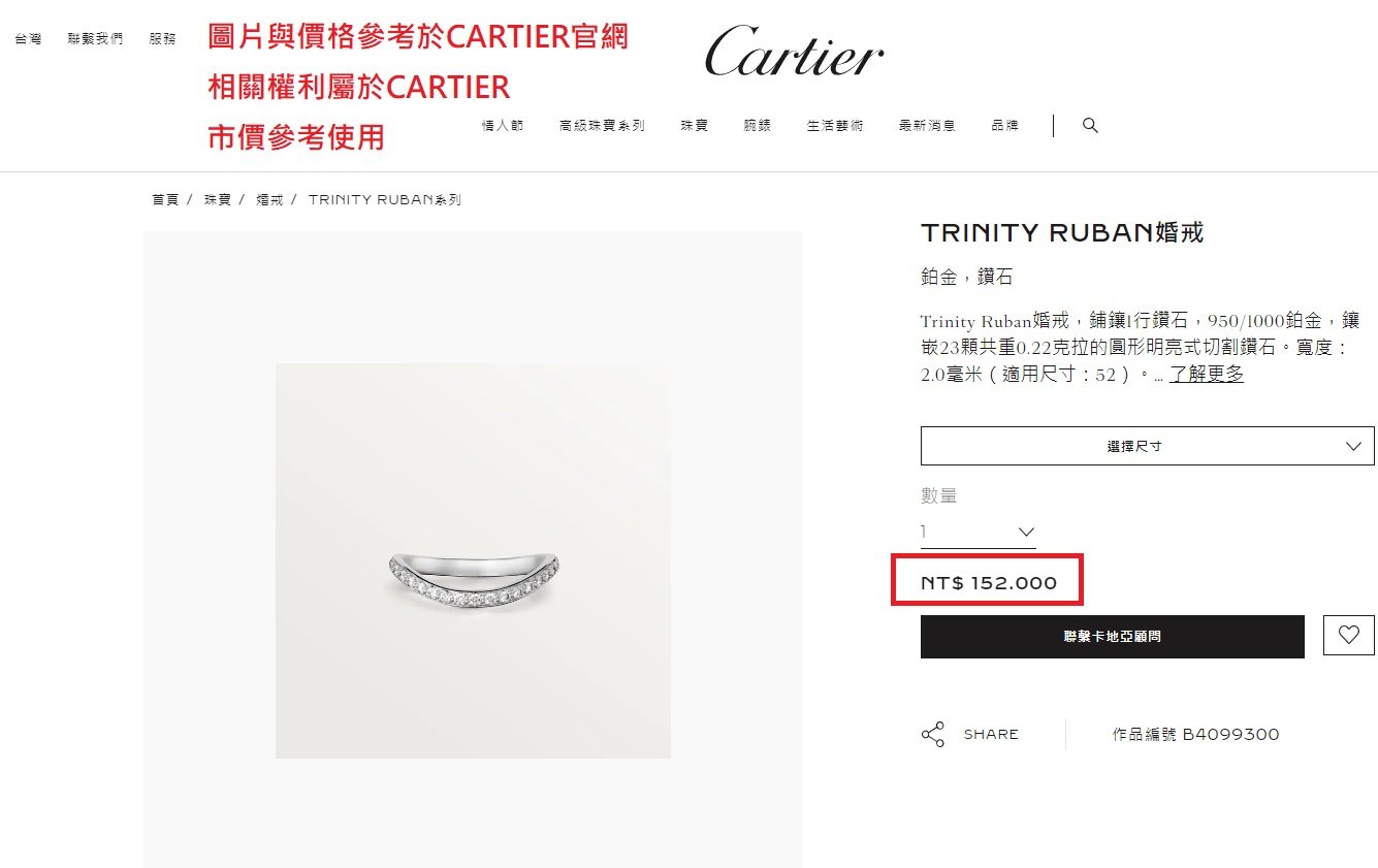 K&K超優惠高階款#49 ] Cartier TRINITY RUBAN 鑽石線戒婚戒| Yahoo奇摩拍賣