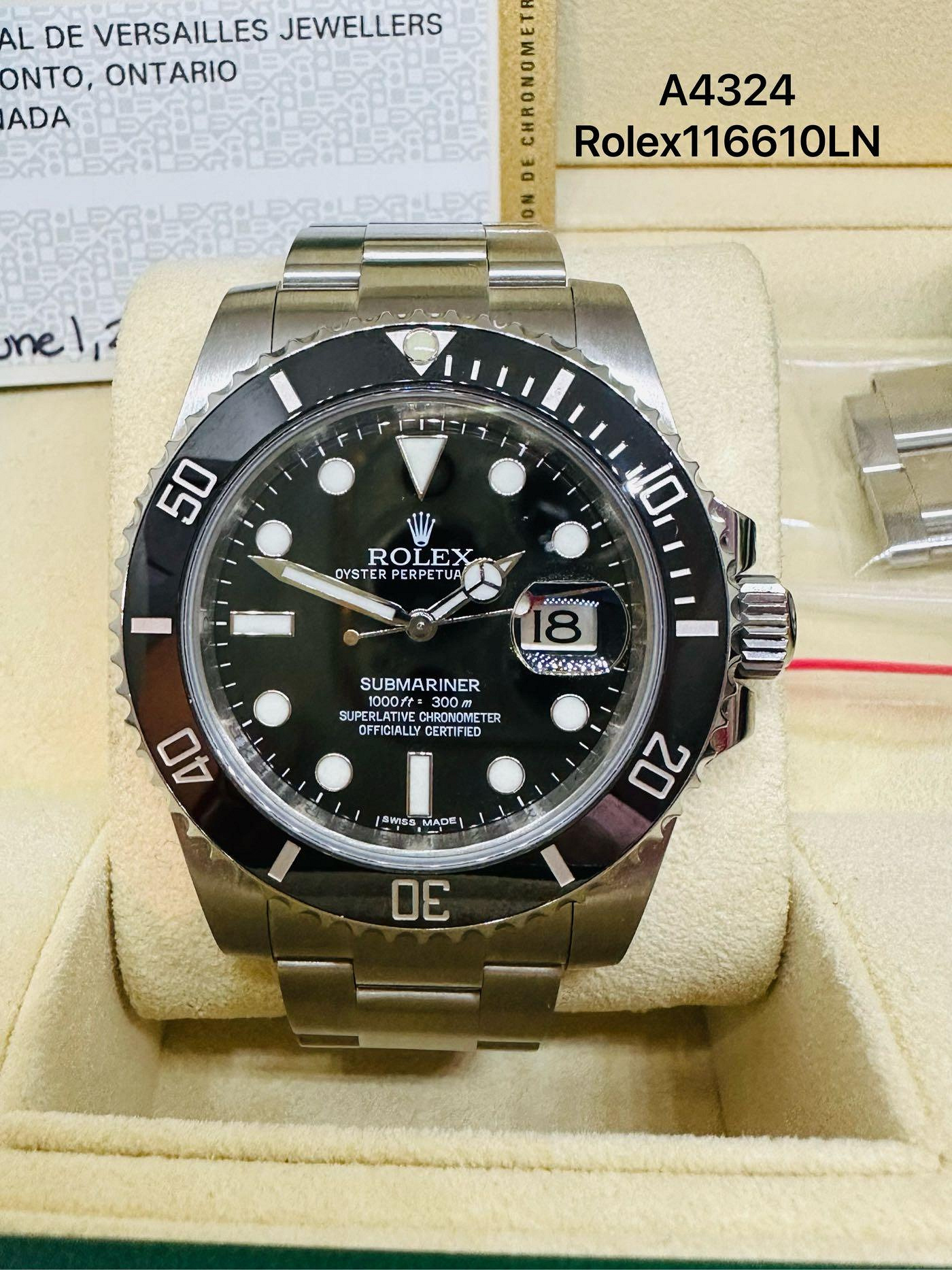 國際精品當舖 ROLEX勞力士 116610LN 黑水鬼 不銹鋼錶 亂碼。#2015/06/01購 98成新(大全配).