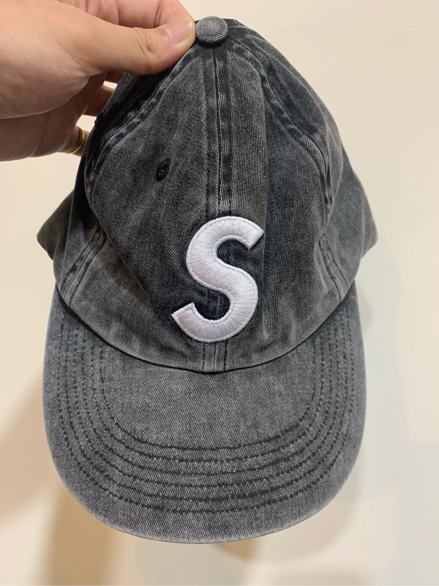 全新正品Supreme Pigment Print S Logo 6-Panel 老帽水洗黑色附吊牌