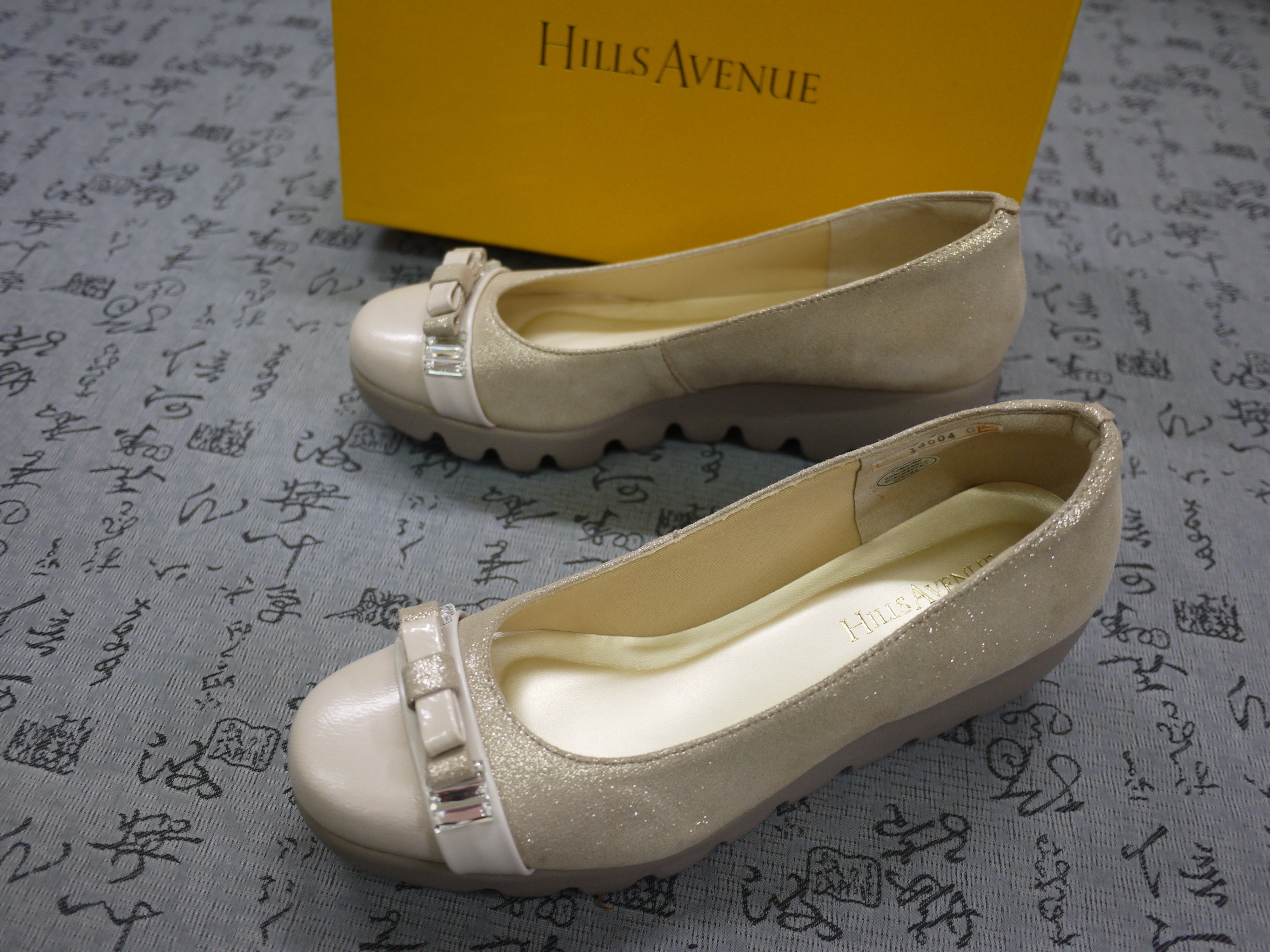 日本製Hills Avenue 麂皮蝴蝶結飾厚底鞋楔型鞋USA 5 EUR 35 JPN 22.5