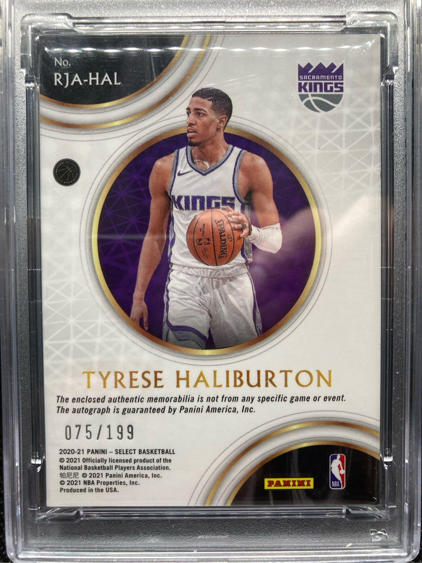 NBA 2020 Select Tyrese Haliburton Rookie Jersey Auto /199 PSA 9溜