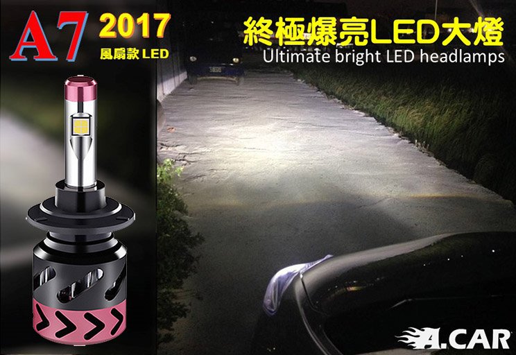 出清價【終極爆亮LED大燈】【A7】可調卡座 美國CREE XHP-50 6000K風扇款LED大燈