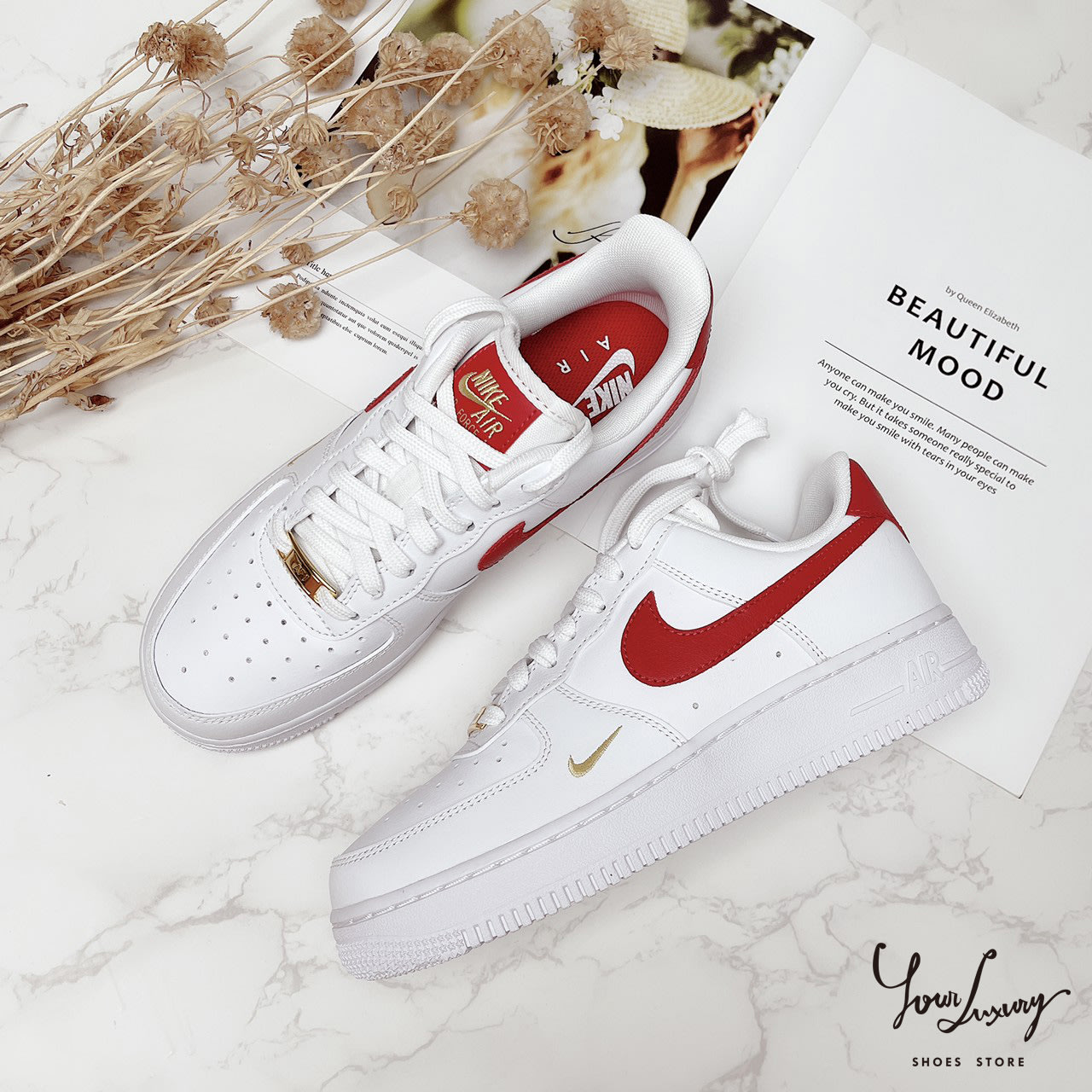 Luxury】 Nike Air Force 1 Low 白粉紅豆玫瑰粉金勾白黑白灰綠勾金勾