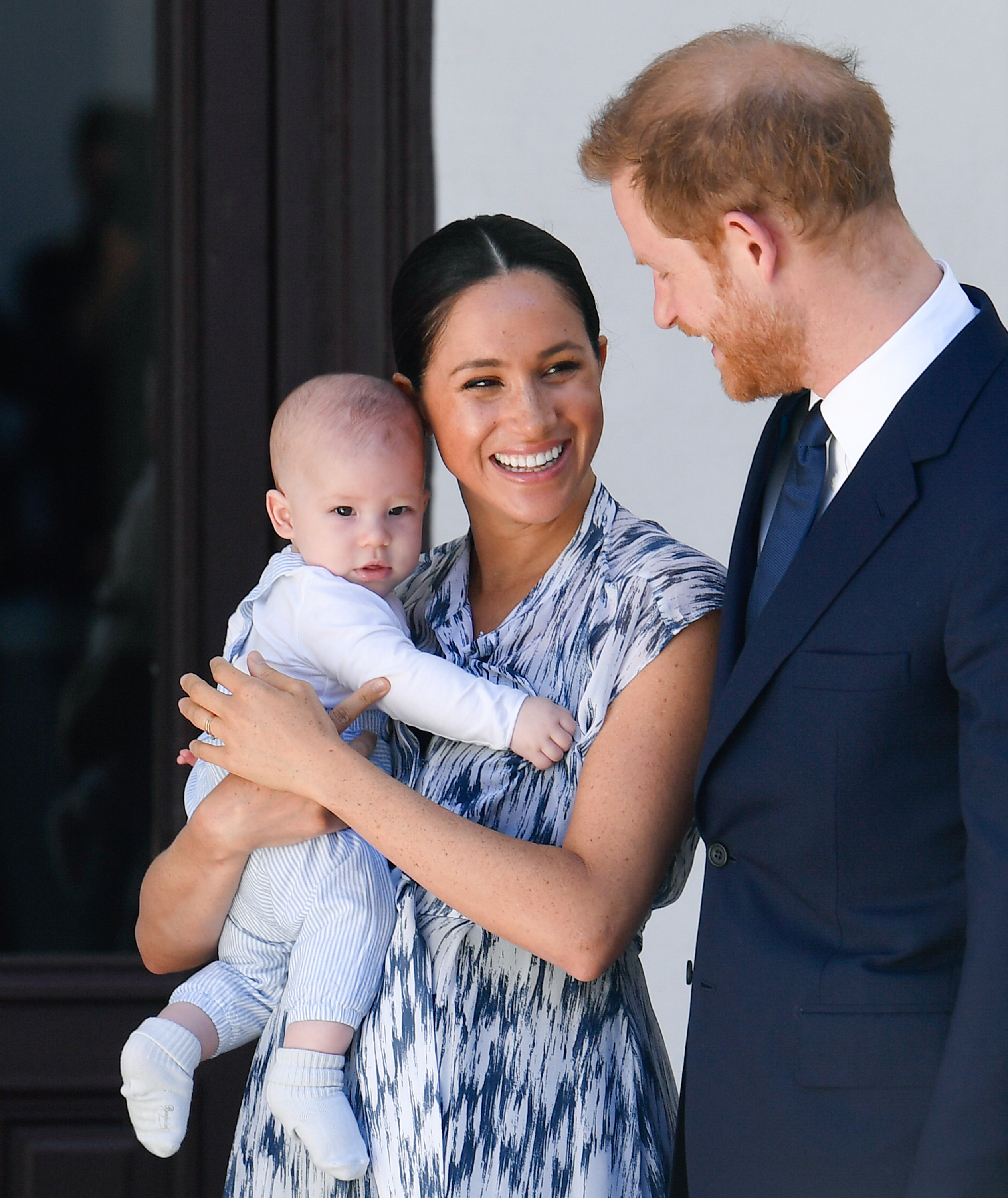 CAPE TOWN, SOUTH AFRICA - SEPTEMBER 25: Prince Harry, Duke of Sussex, Meghan, Duchess of Sussex and their baby son Archie Mountbatten-Windsor meet Archbishop Desmond Tutu and his daughter Thandeka Tutu-Gxashe at the Desmond & Leah Tutu Legacy Foundation during their royal tour of South Africa on September 25, 2019 in Cape Town, South Africa. (Photo by Pool/Samir Hussein/WireImage)