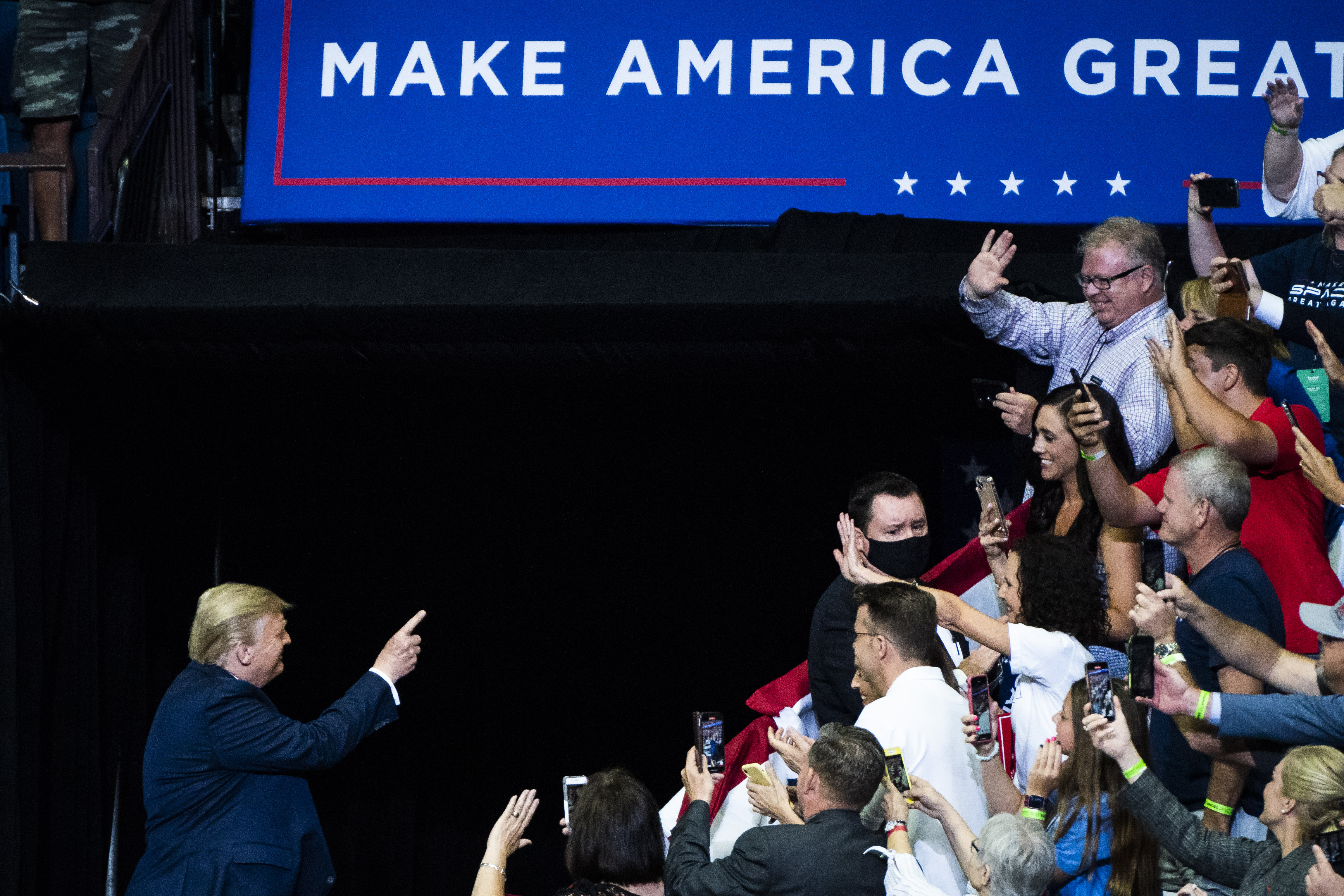 TULSA, OK - JUNE 20: President Donald J. Trump arrives for a "Make America Great Again!" rally at the BOK Center on Saturday, June 20, 2020 in Tulsa, OK. (Photo by Jabin Botsford/The Washington Post via Getty Images)
