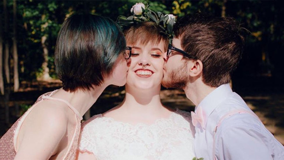 Newlyweds form 'throuple' with bridesmaid