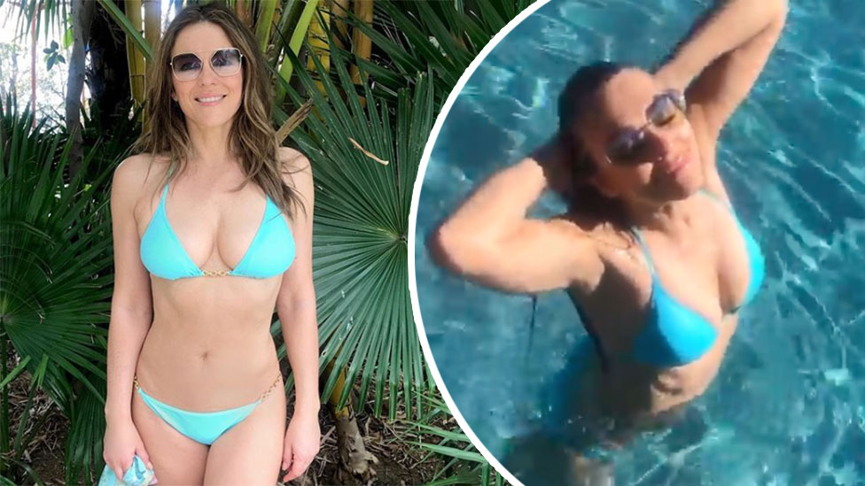 Bikini Clad Elizabeth Hurley Shares Swimming Pool Video 