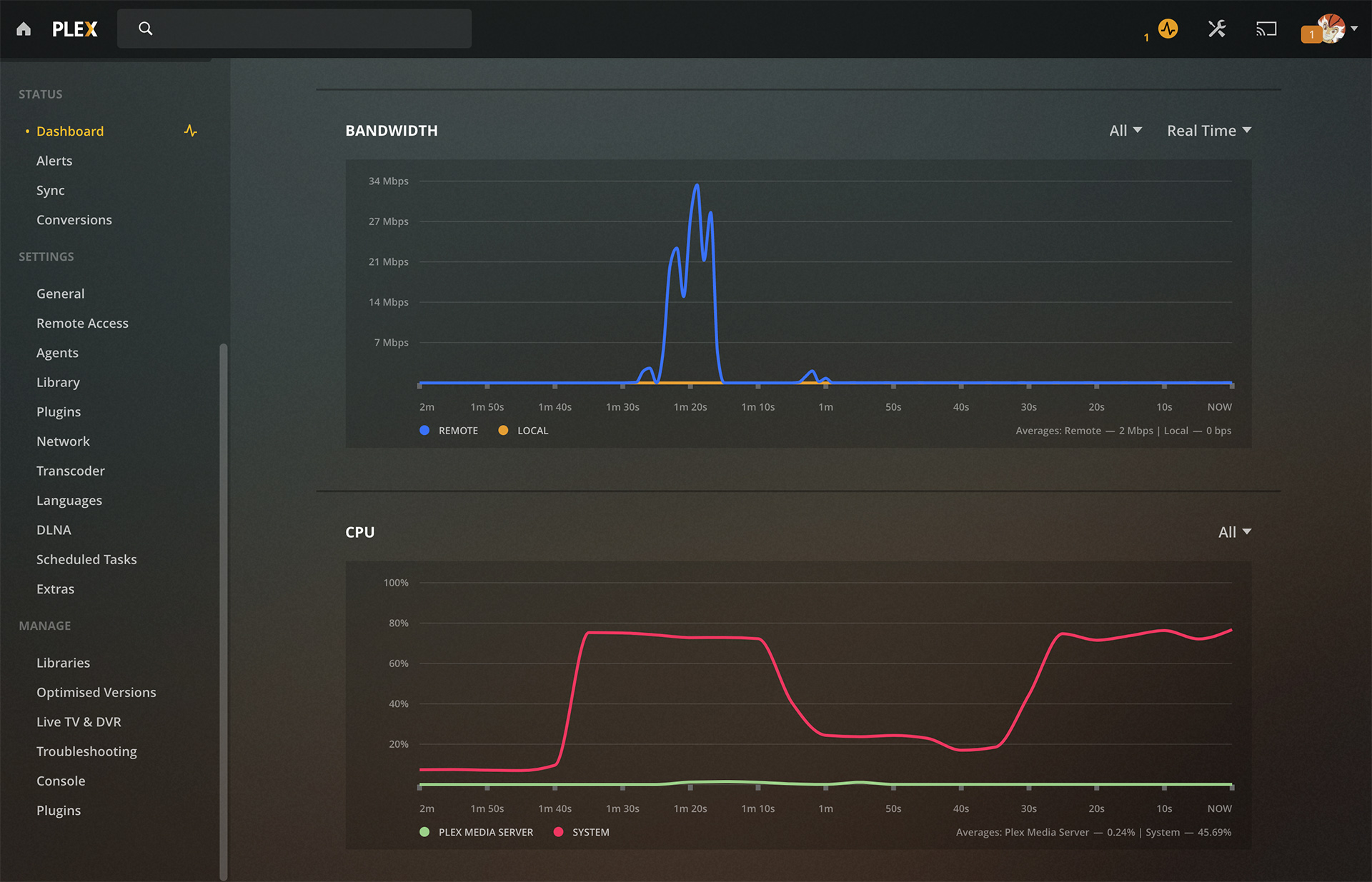 Plex web interface