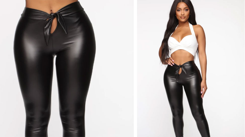 ASOS Leather Look Leggings with Elastic Slim Waist