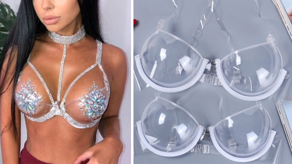 Bizarre lingerie online shopping fail after sexy clear bra breaks