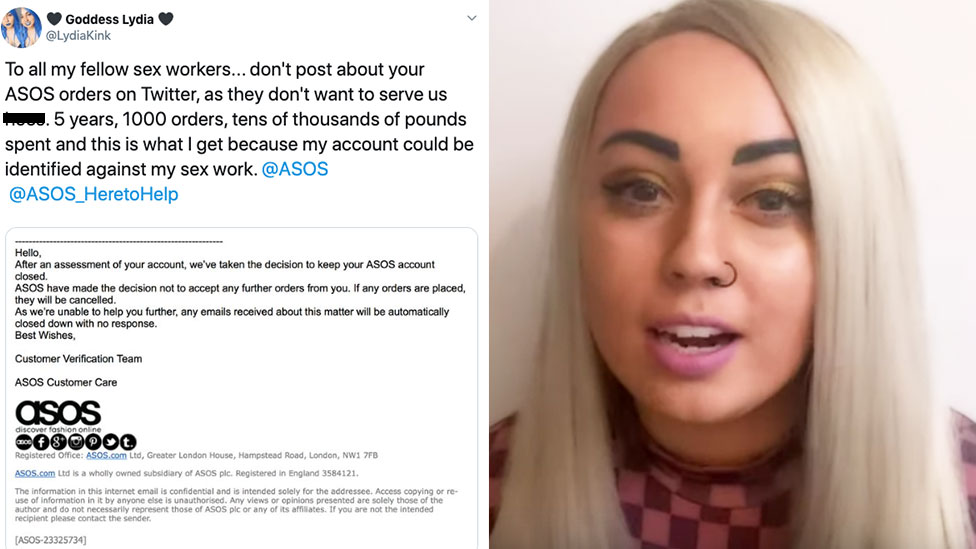 Sex worker says ASOS banned her from ordering due to her job