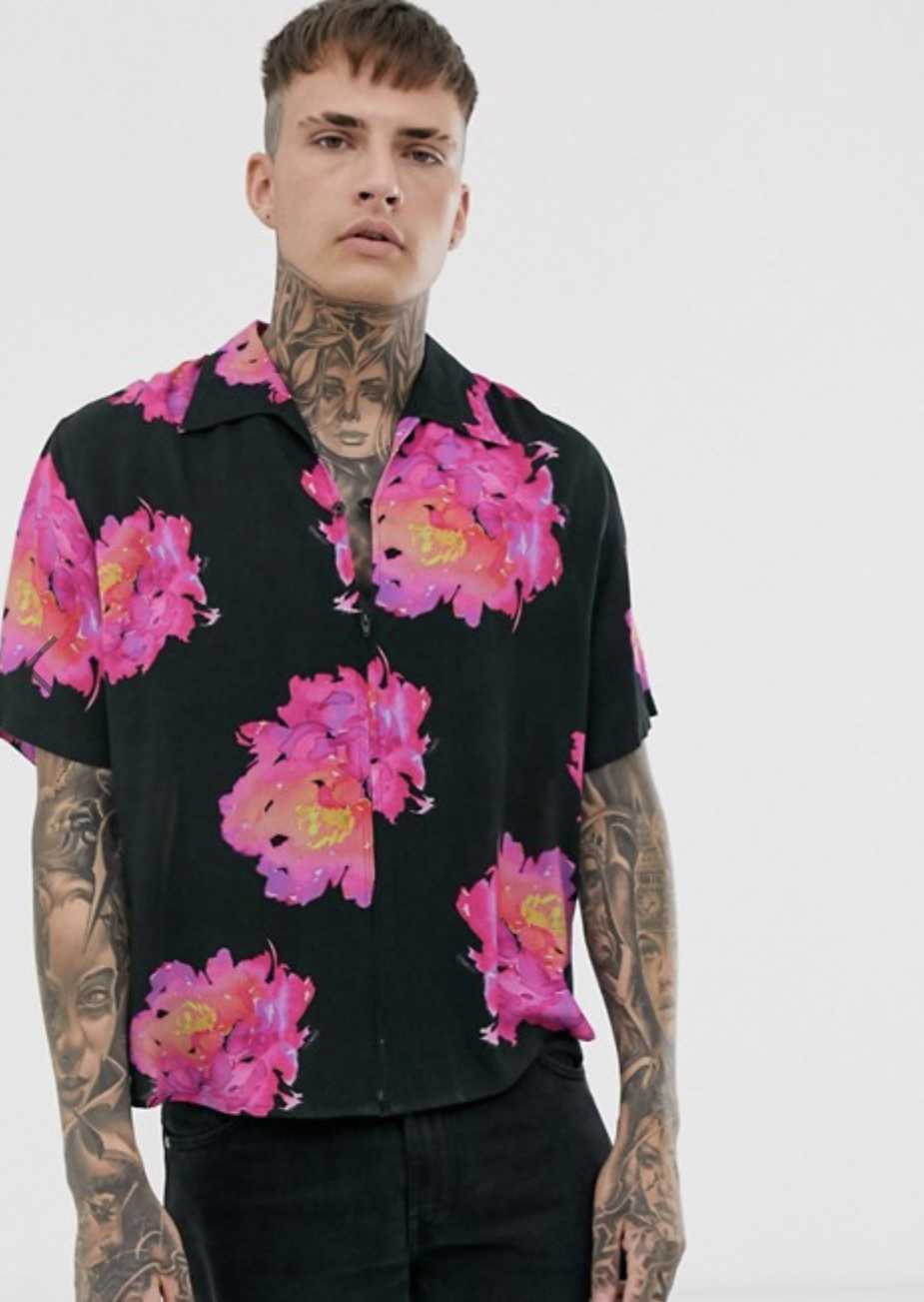 ASOS Design relaxed zip through floral shirt