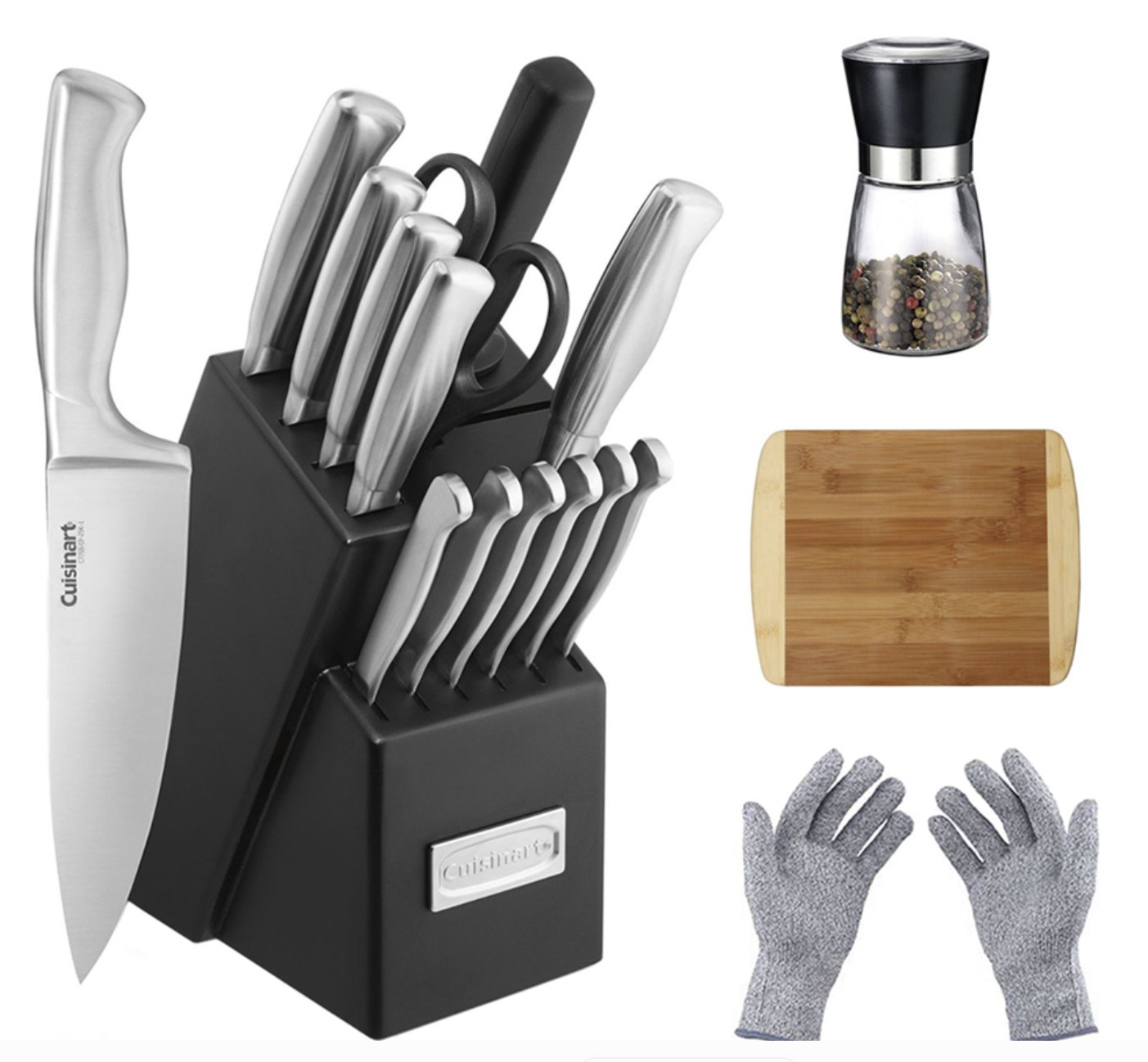 Cuisinart Stainless Steel Hollow Handle 15-Piece Cutlery Knife Block Set