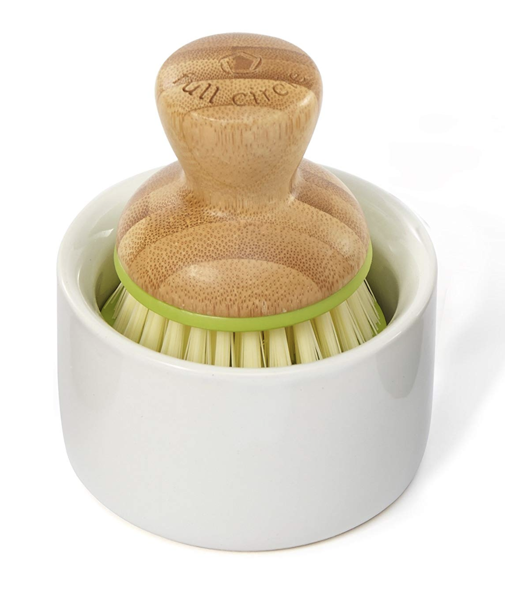 Full Circle Bubble Up Ceramic Soap Dispenser & Bamboo Dish Brush