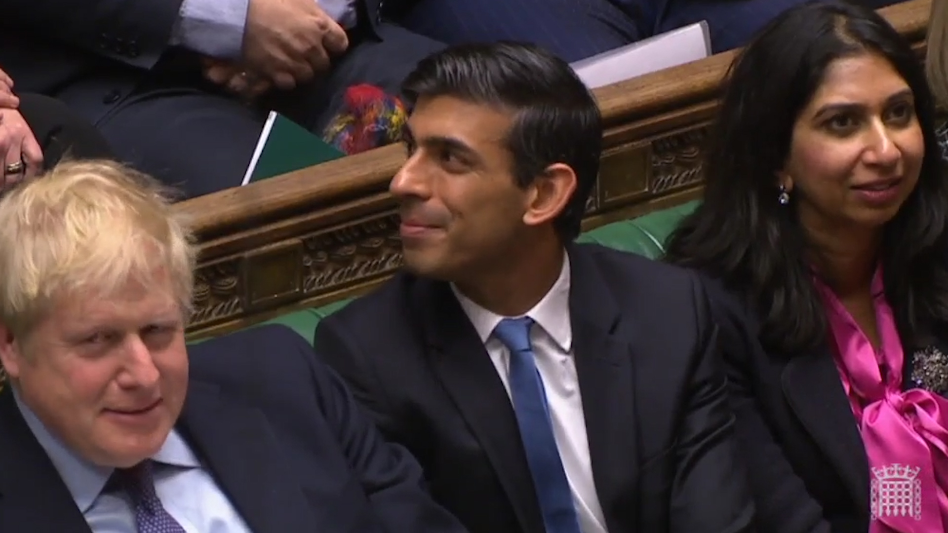 Rishi Sunak sits awkwardly through Sajid Javid's Commons speech