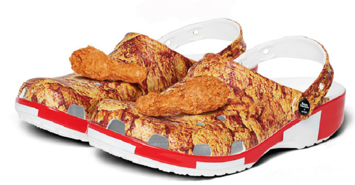 Crocs have launched a KFC version which will have your feet looking and  smelling like fried chicken