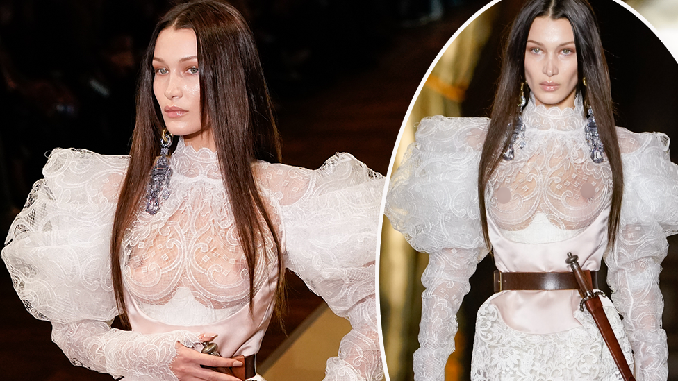 Bella Hadid closes the Vivienne Westwood show in a wedding dress