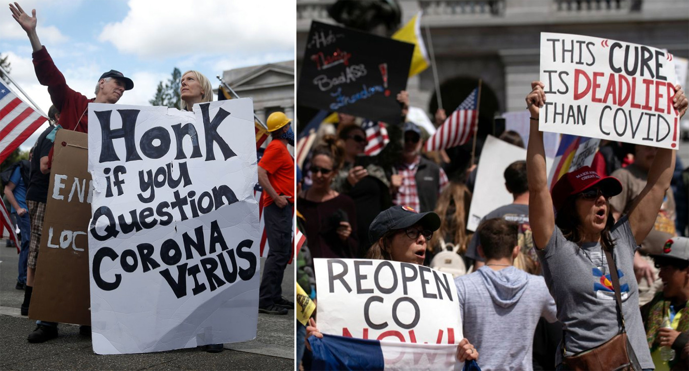 In pictures US protests demand end to coronavirus lockdown