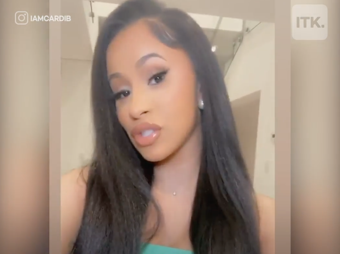 Cardi B shows off natural hair texture and shares her easy hair mask recipe