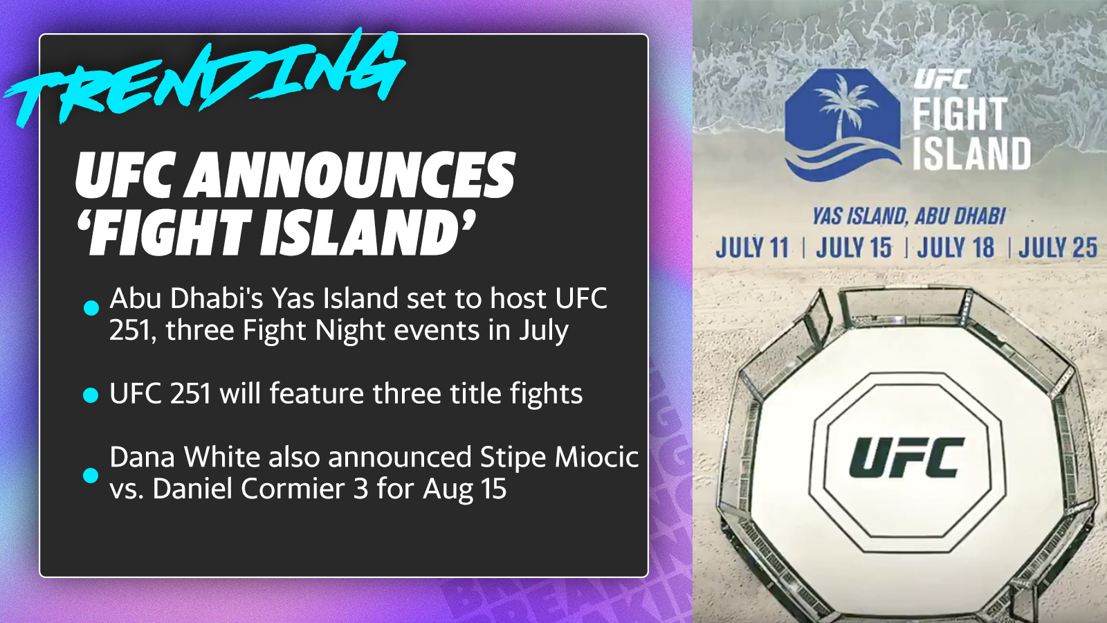 UFC announces 'Fight Island' in Abu Dhabi