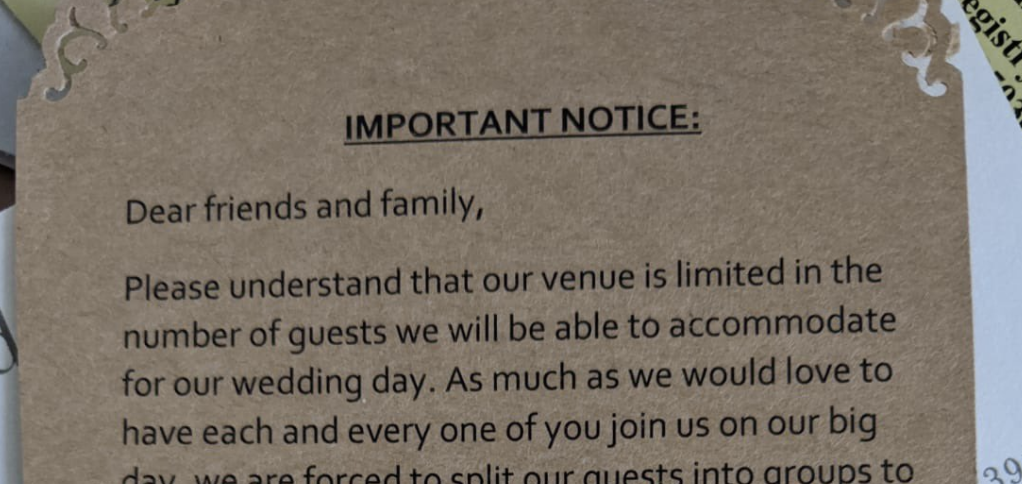 Insulting wedding invitation sparks outrage on social ...