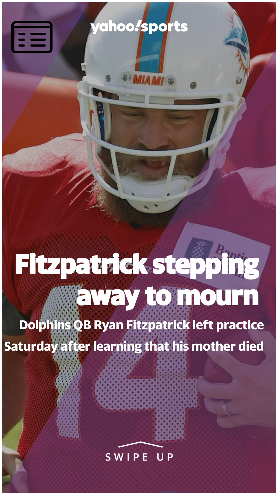 Dolphins QB Ryan Fitzpatrick Suffers Tragic Loss With Mom's Untimely Death