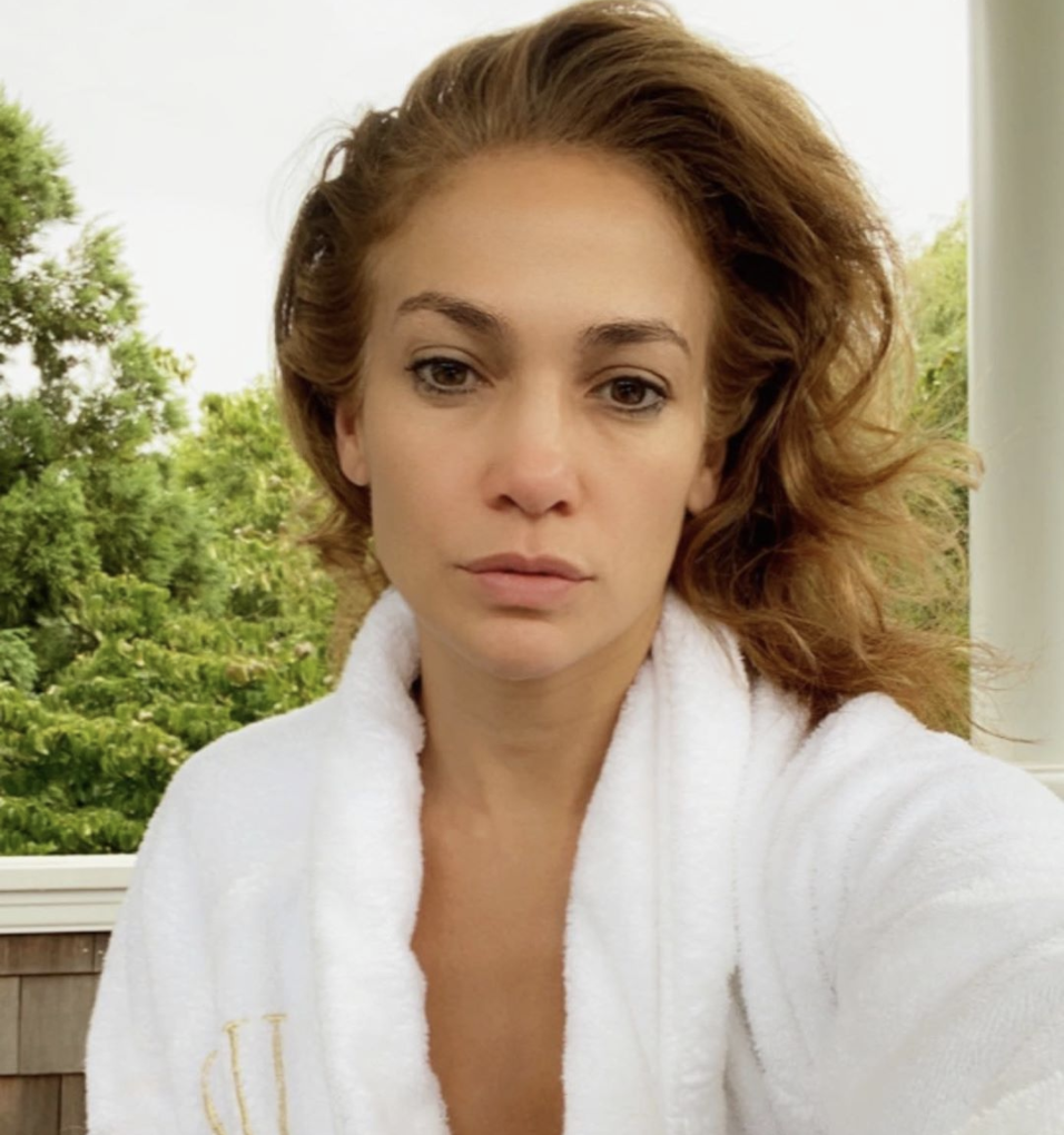 Jennifer Lopez Shares Stunning Makeup Free Selfie Wearing A White Bathrobe