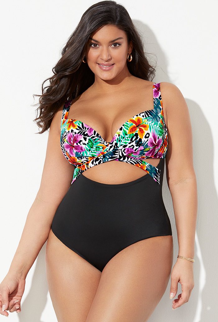 Plus Size Women's Wrap Front Bikini Top by Swimsuits For All in Bright  Floral (Size 12) - Yahoo Shopping