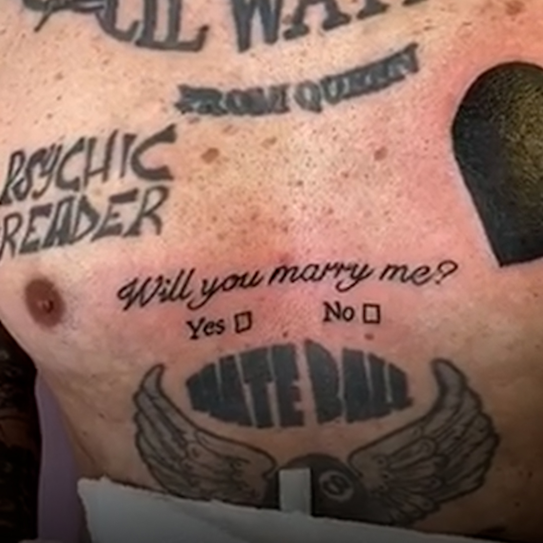 U K Man Gets Proposal Tattoo On His Chest To Pop The Question