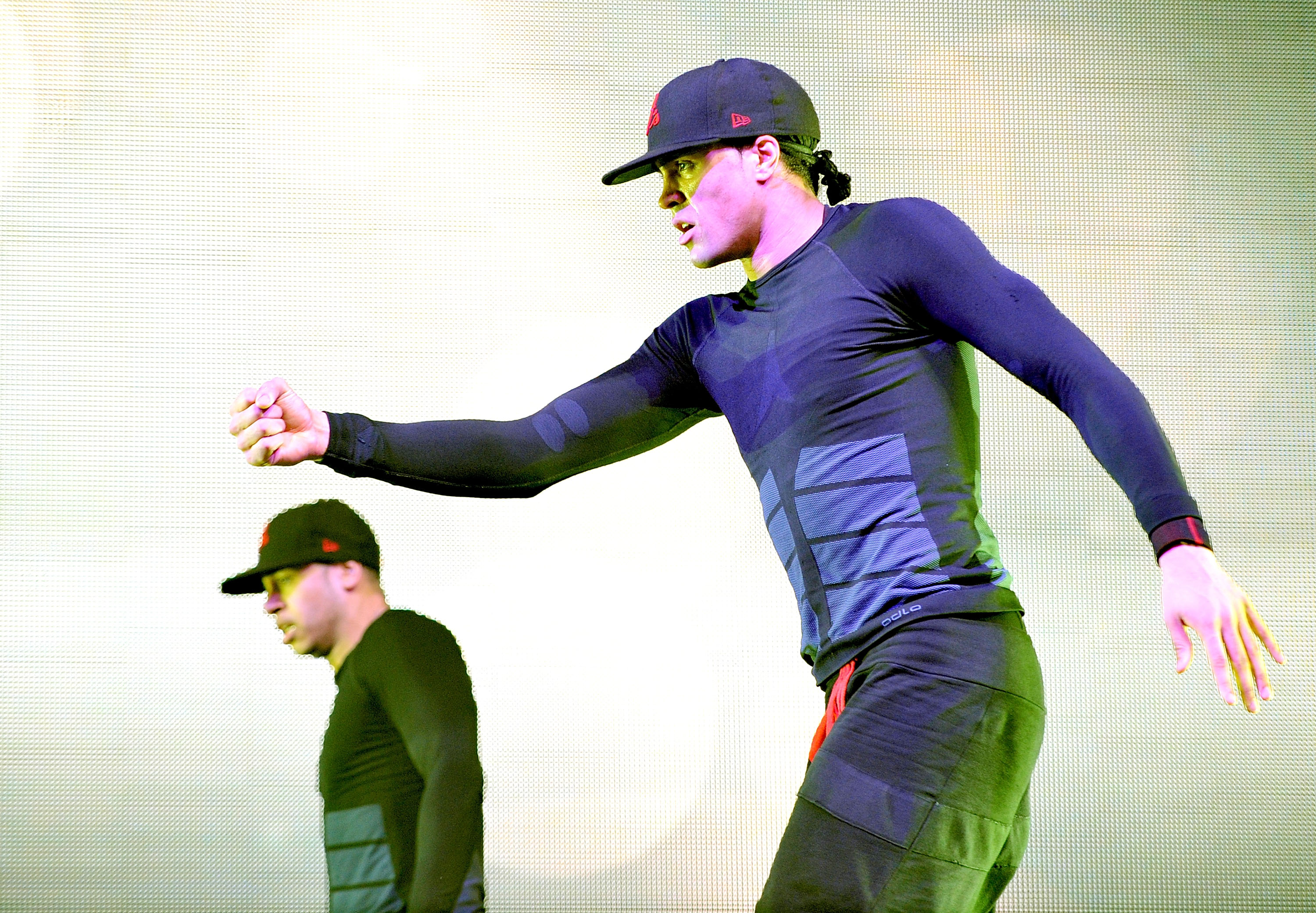 MANCHESTER, ENGLAND - APRIL 09:  (EXCLUSIVE COVERAGE) Ashley Banjo of dance troupe Diversity performs at MEN Arena on April 9, 2012 in Manchester, England.  (Photo by Shirlaine Forrest/WireImage)