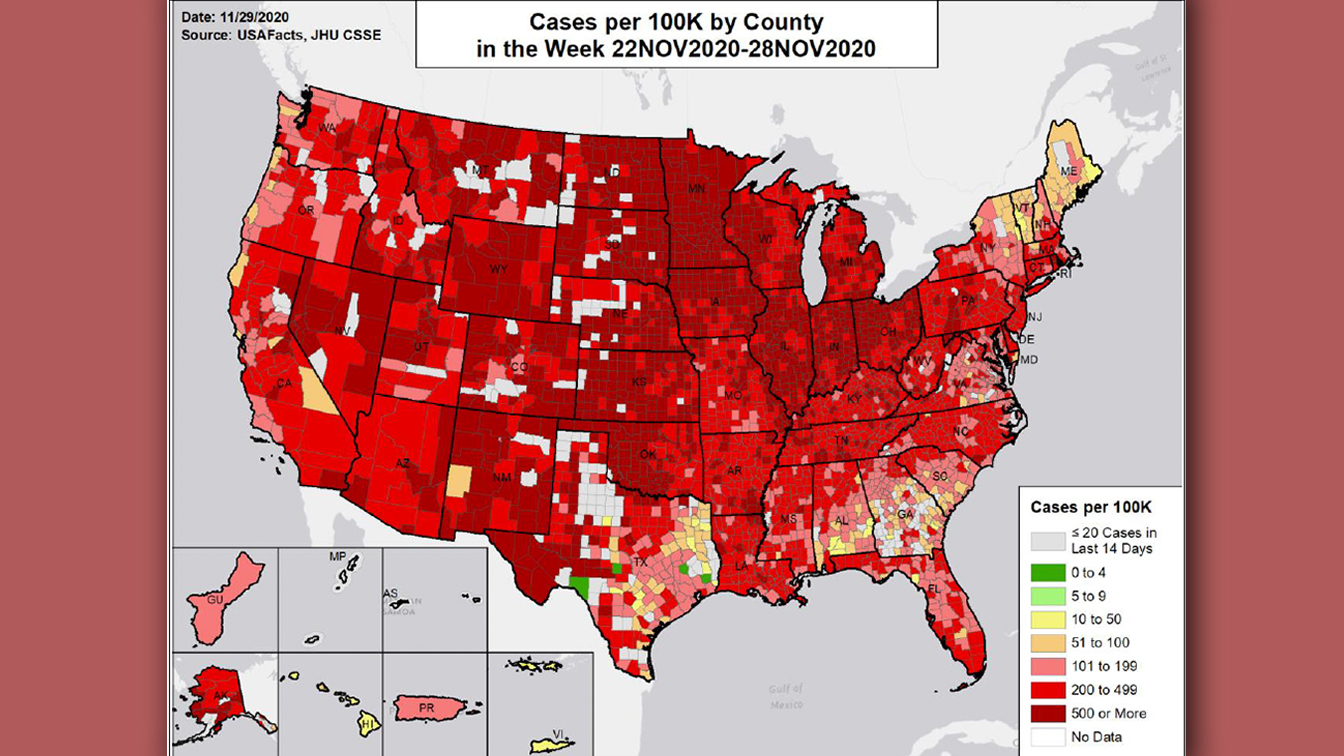 Nearly the entire U.S. has a COVID hot spot, government map shows