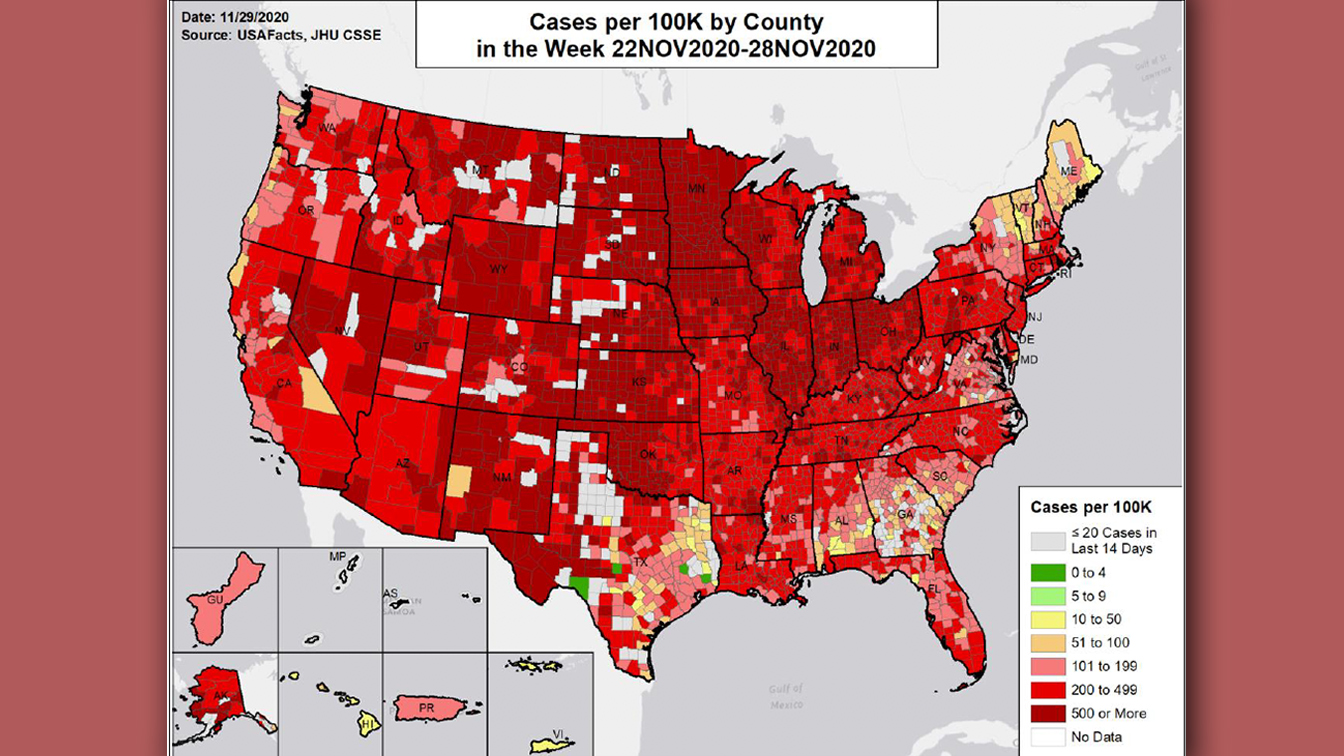 Nearly the entire U.S. has become a COVID hot spot, government map shows