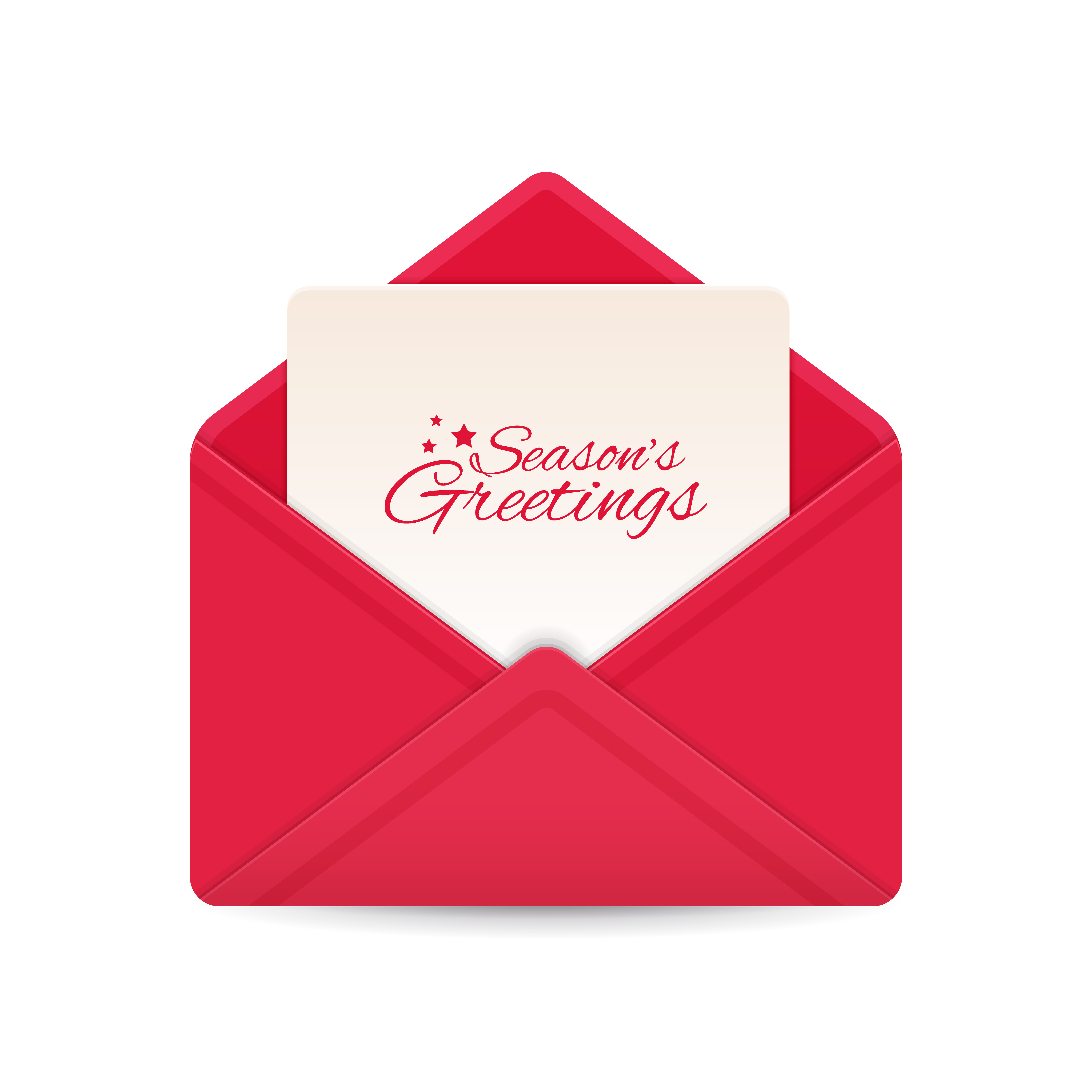 Red Envelope letter Merry Christmas or happy new year card isolated on background, Vector illustration