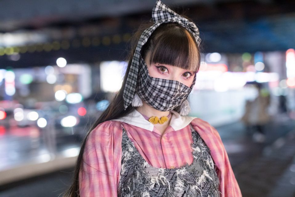 All Black Harajuku Street Style w/ Printed Face Mask, Kenzo